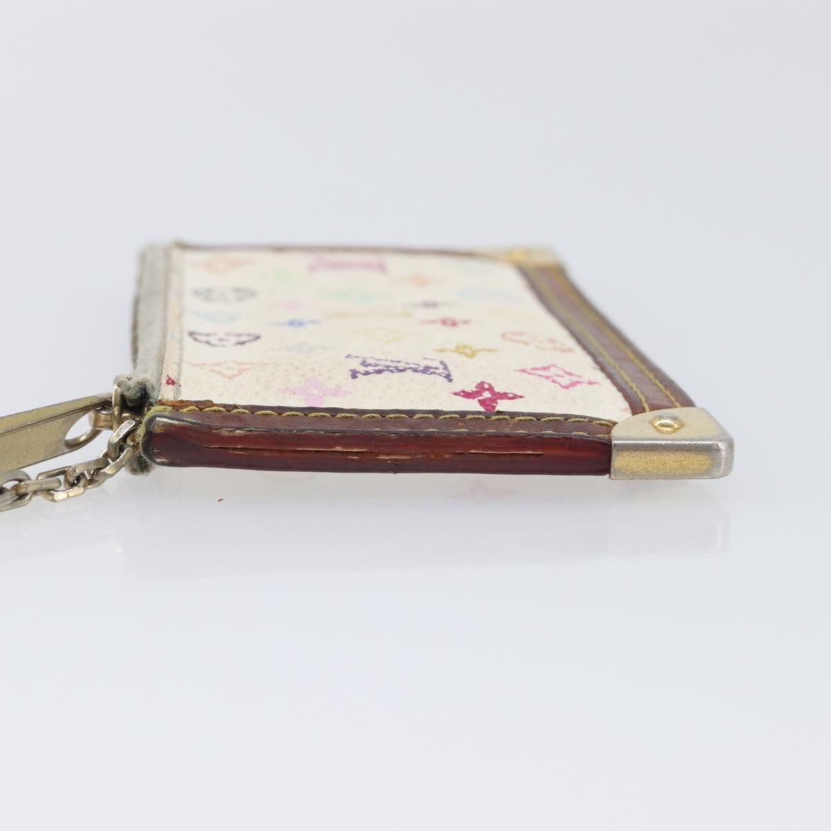 LOUIS VUITTON Monogram Multicolor Pochette Cles Purse White M92655 Auth 210445