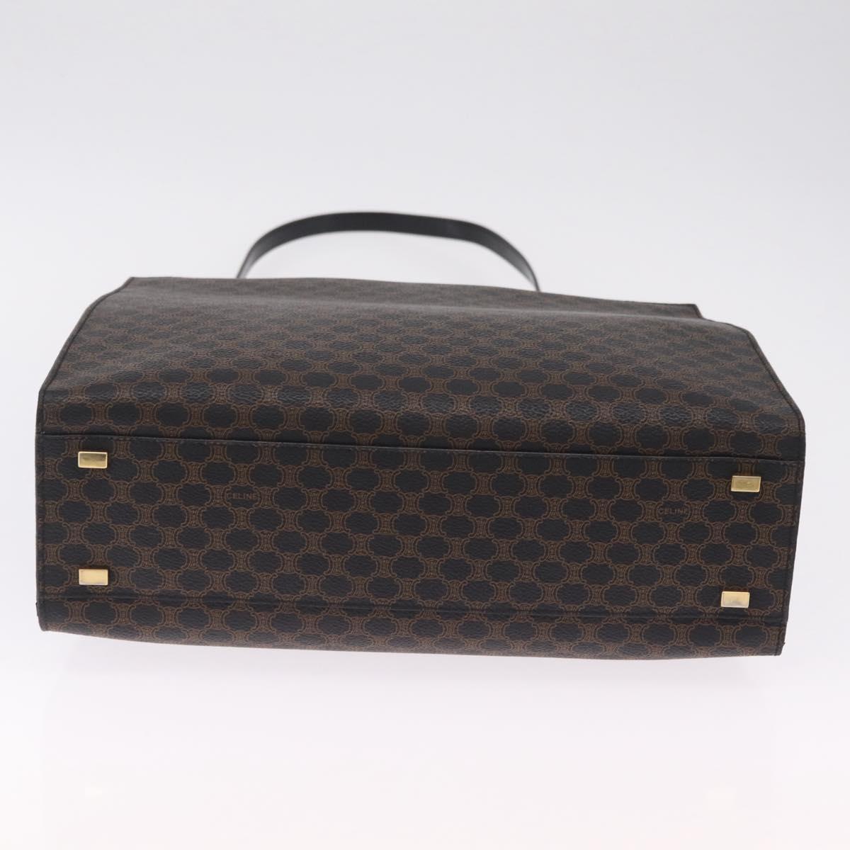 CELINE Macadam Canvas Hand Bag PVC Leather 2way Black Gold Auth 210448A