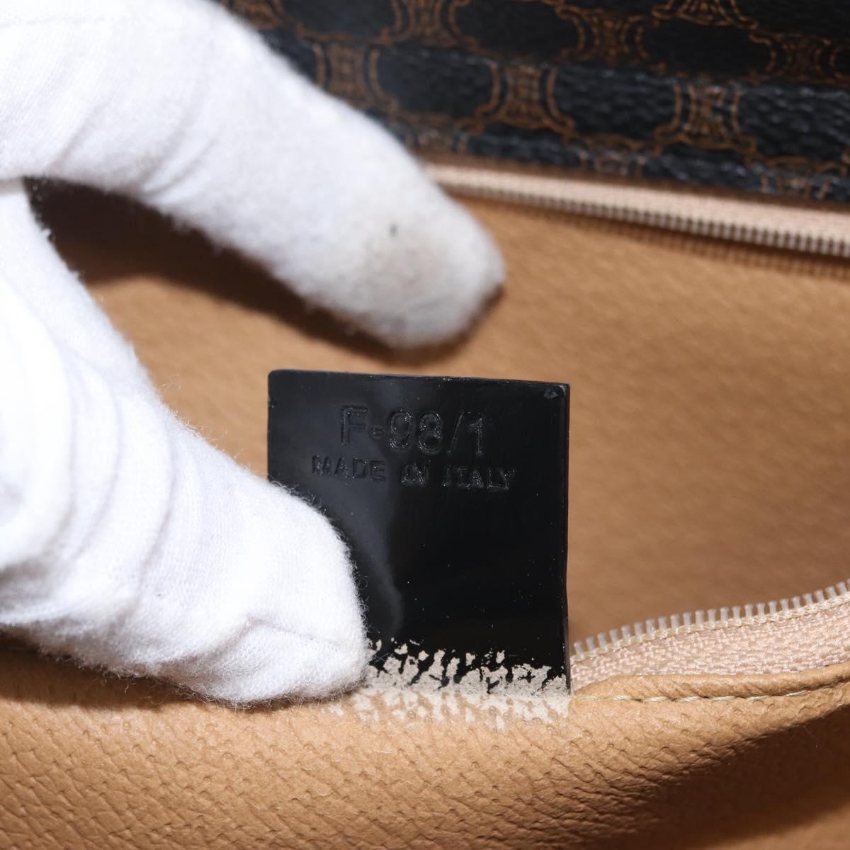 CELINE Macadam Canvas Hand Bag PVC Leather 2way Black Gold Auth 210448A