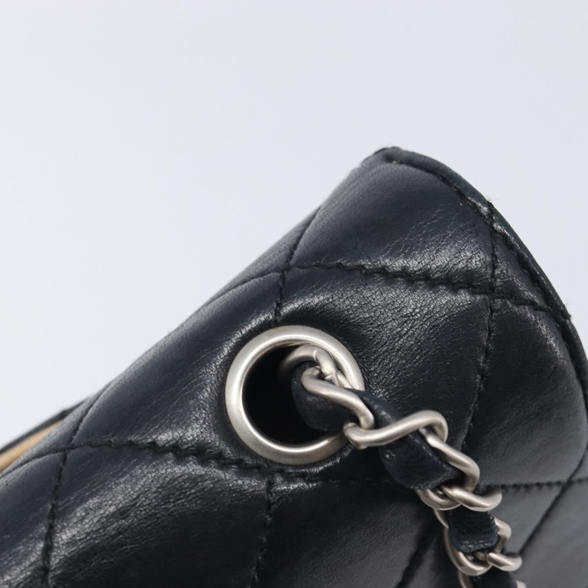 CHANEL Matelasse Chain Shoulder Bag Lamb Skin Black Beige CC Auth 210449V
