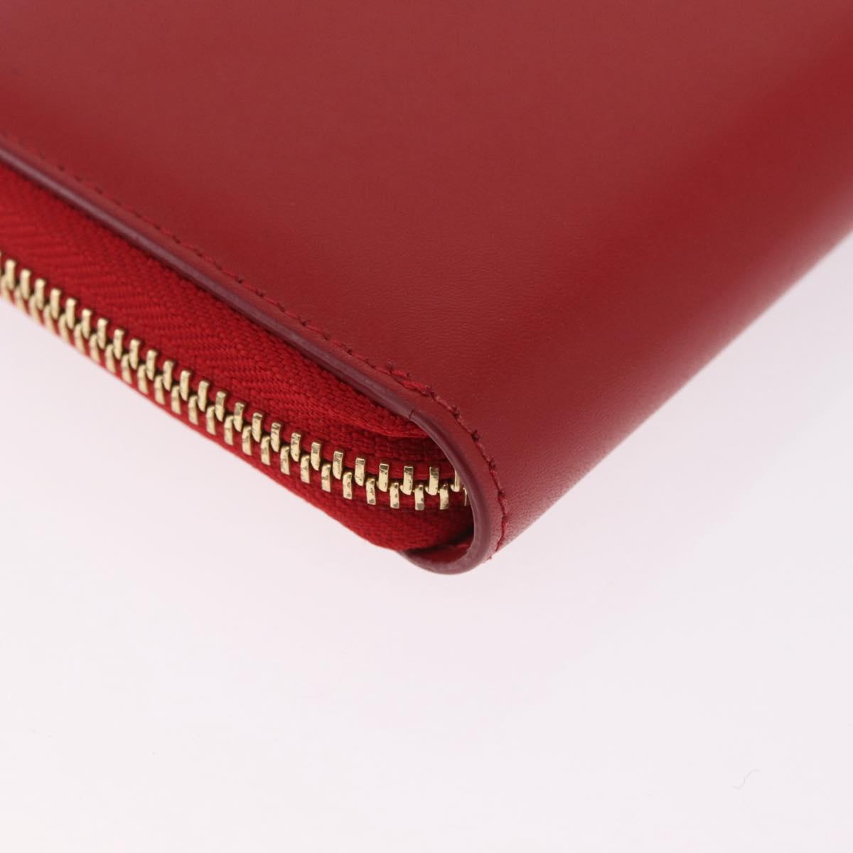 Salvatore Ferragamo Wallet Leather Red Gold Auth 210451M