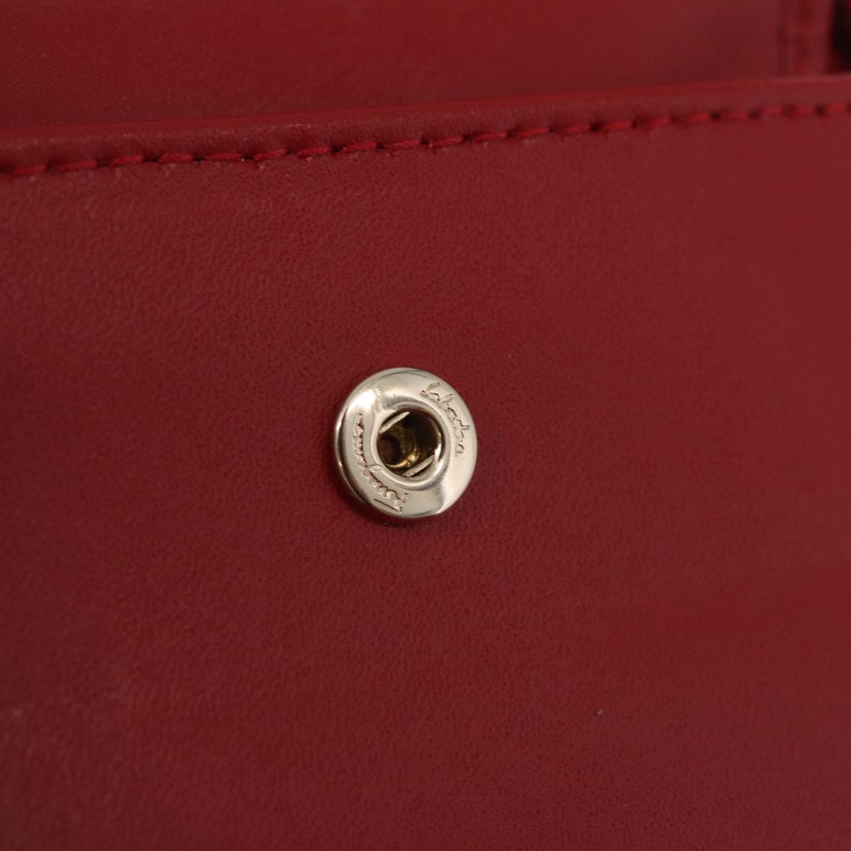 Salvatore Ferragamo Wallet Leather Red Gold Auth 210451M