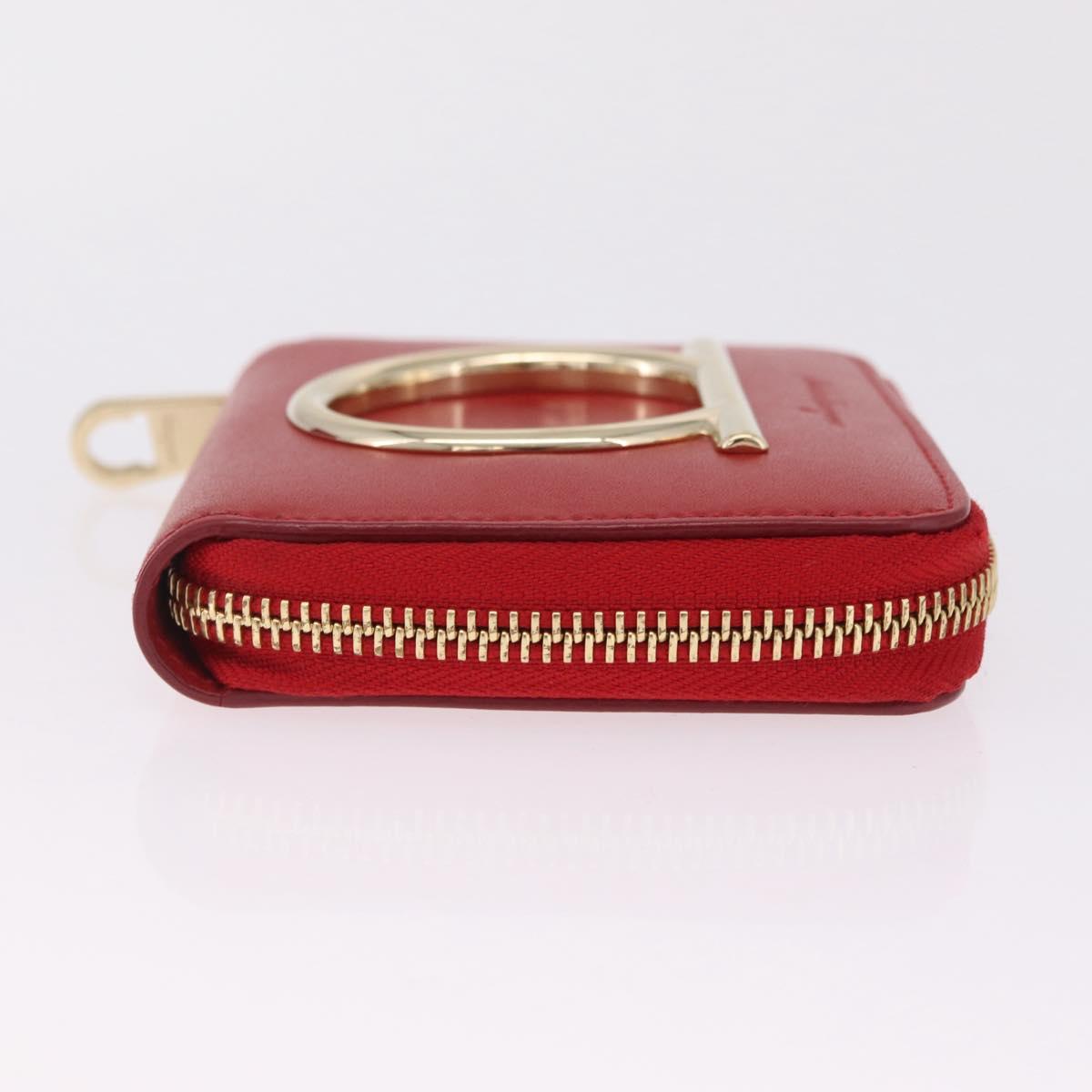Salvatore Ferragamo Wallet Leather Red Gold Auth 210451M