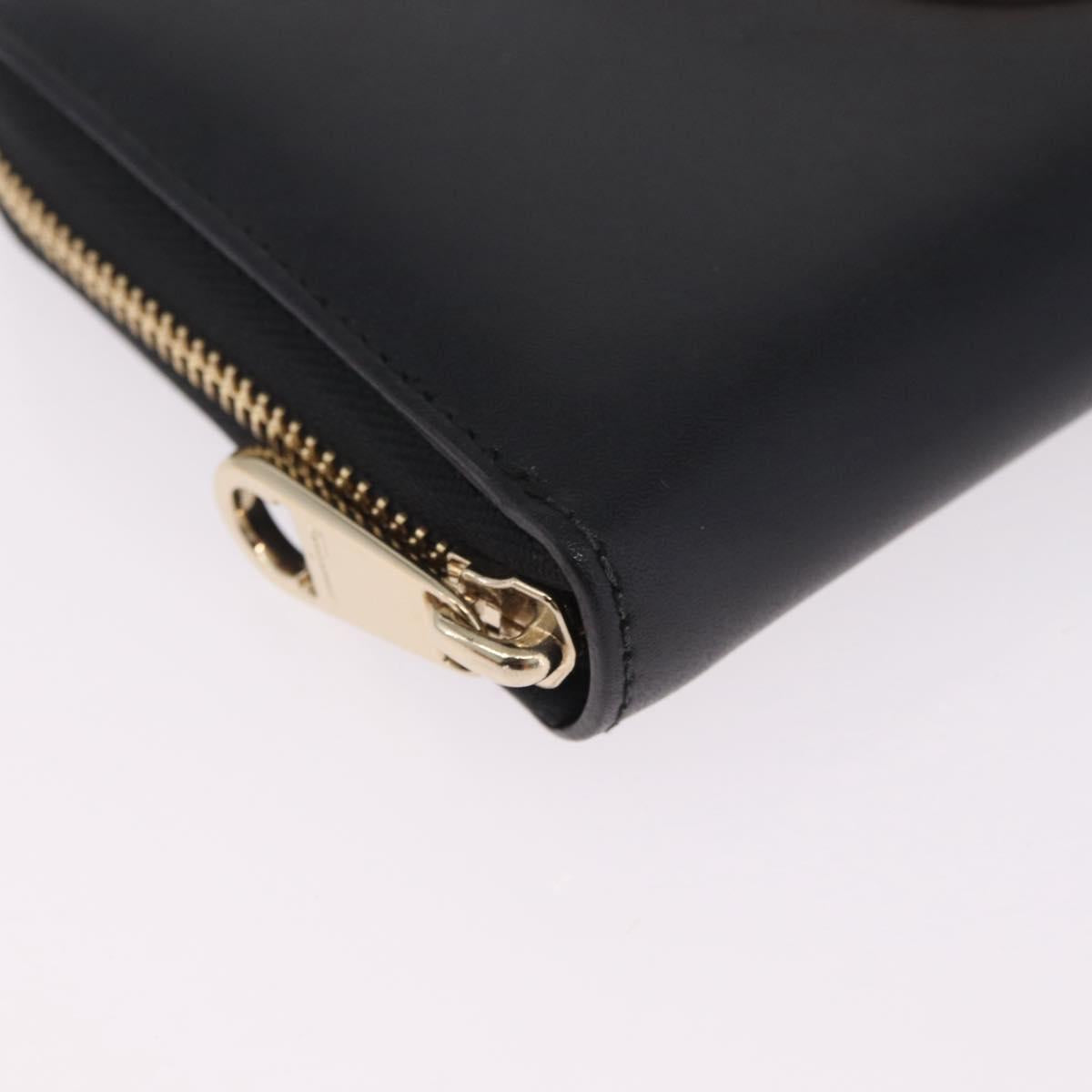 Salvatore Ferragamo Wallet Leather Black Gold Auth 210452M