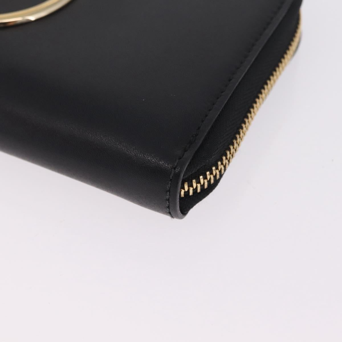 Salvatore Ferragamo Wallet Leather Black Gold Auth 210452M