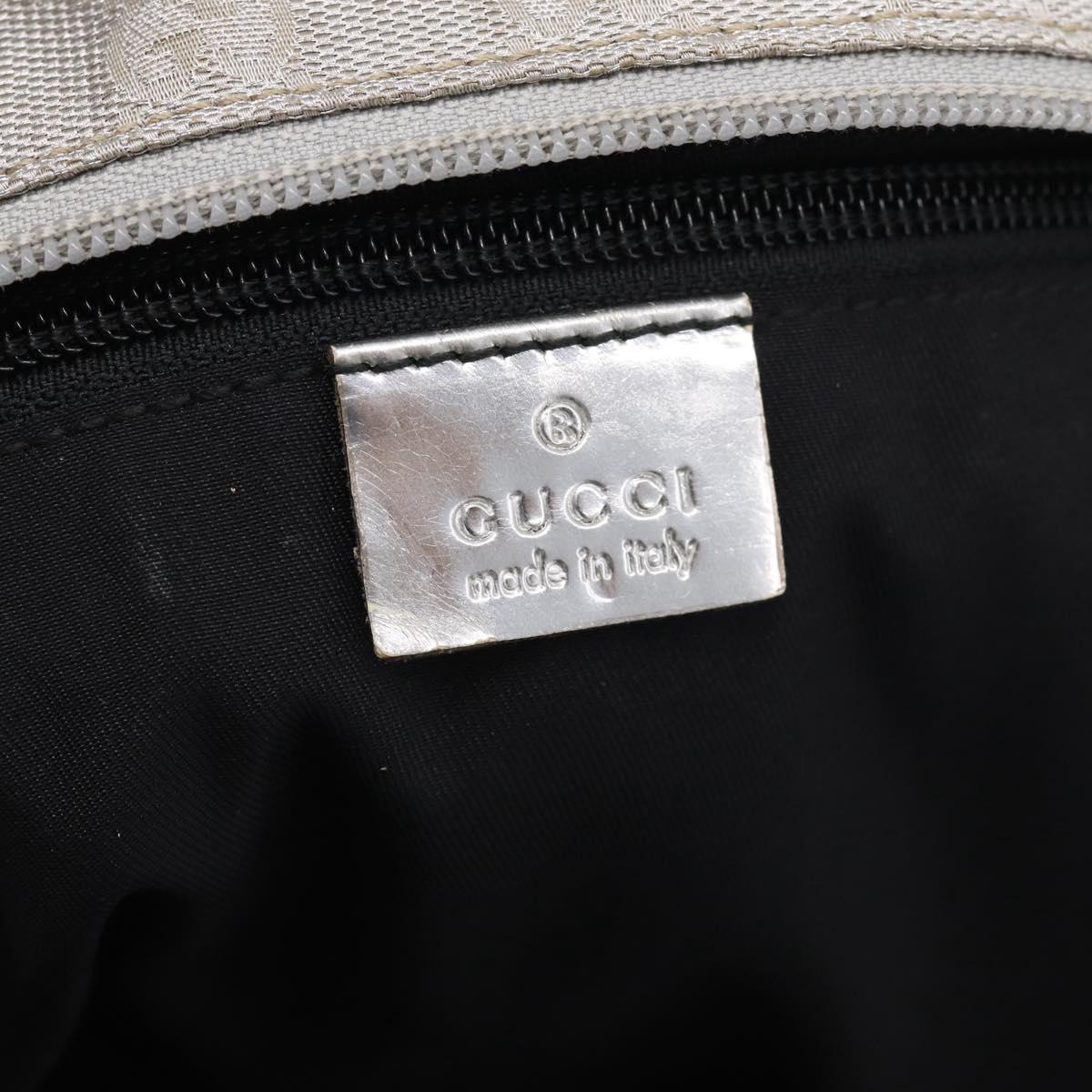 GUCCI GG Canvas Tote Bag Silver 131231 Auth 210453
