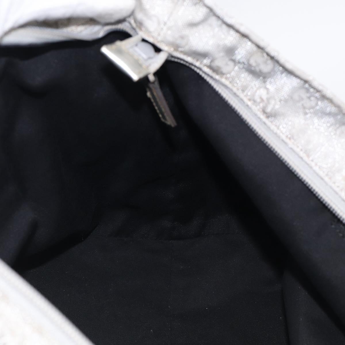GUCCI GG Canvas Tote Bag Silver 131231 Auth 210453