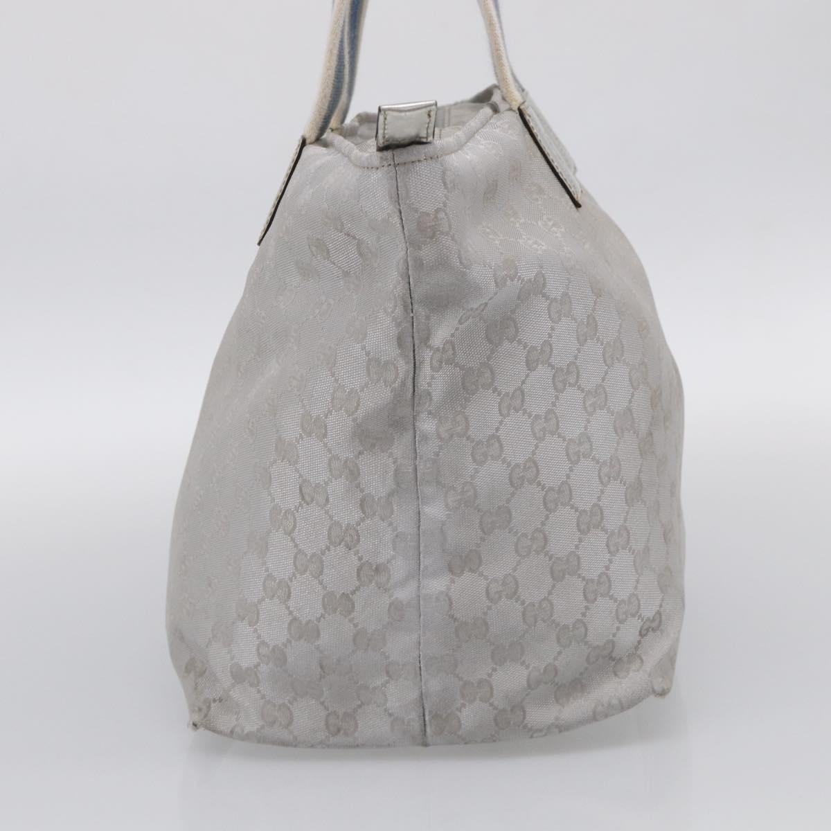 GUCCI GG Canvas Tote Bag Silver 131231 Auth 210453