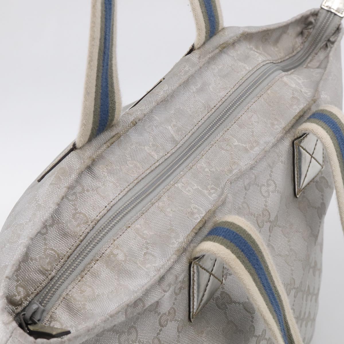 GUCCI GG Canvas Tote Bag Silver 131231 Auth 210453
