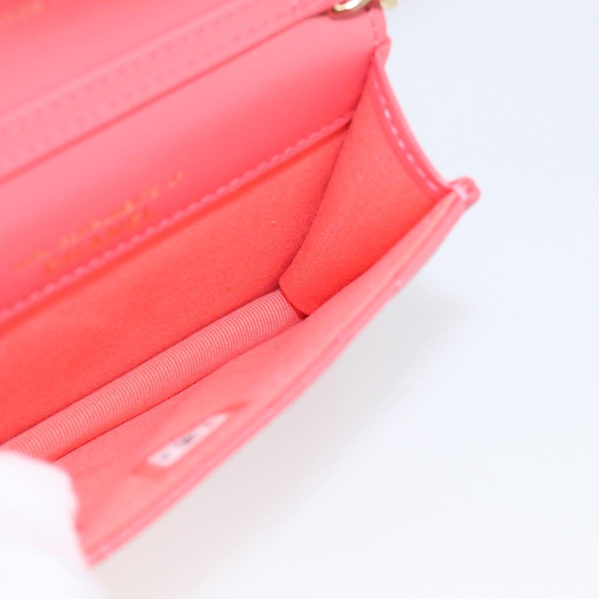 CHANEL Matelasse Chain Wallet Bag Lamb Skin Pink Gold CC Auth 210454SAM