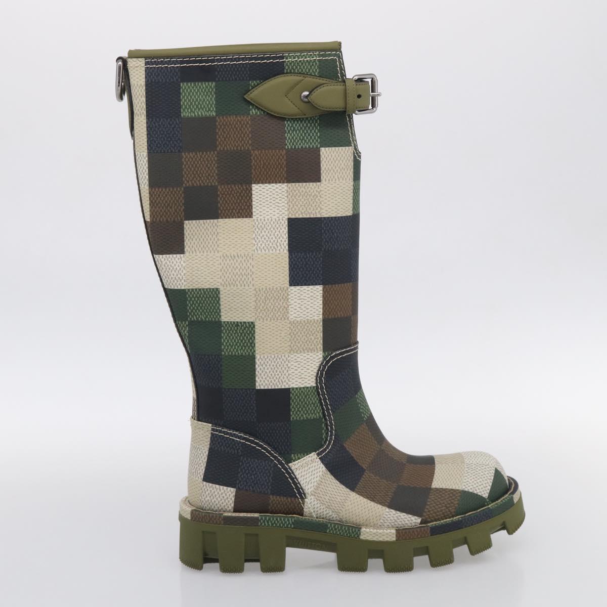 LOUIS VUITTON Damier Graphic Pixel long Boots 9 1/2 Green LV Auth 210459M