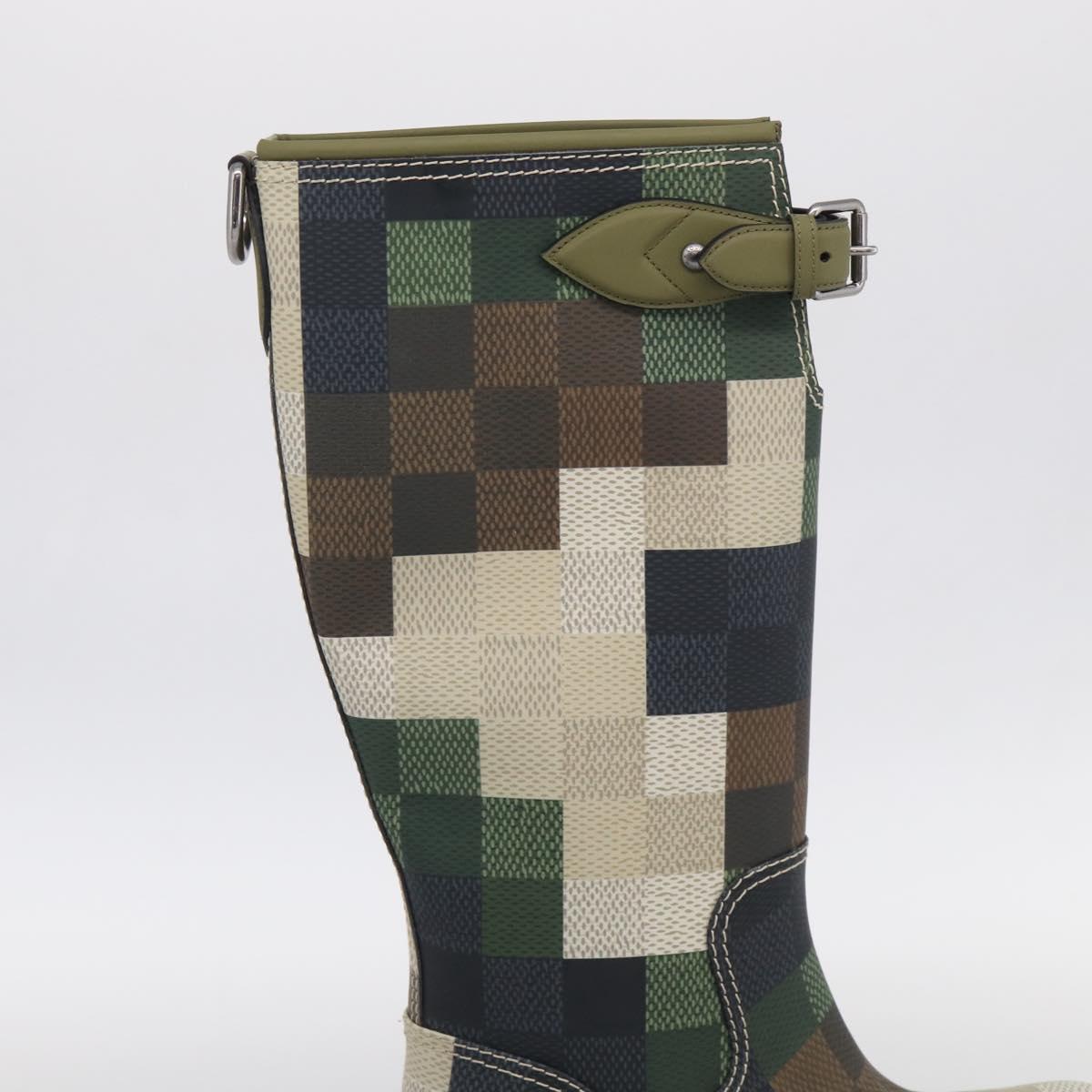 LOUIS VUITTON Damier Graphic Pixel long Boots 9 1/2 Green LV Auth 210459M