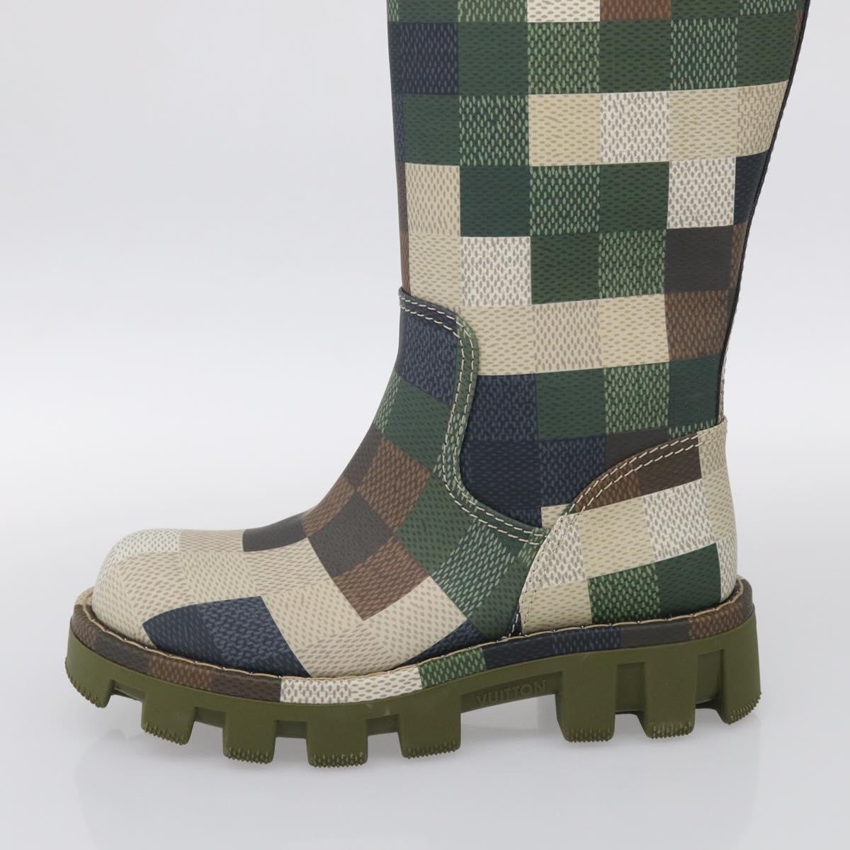 LOUIS VUITTON Damier Graphic Pixel long Boots 9 1/2 Green LV Auth 210459M