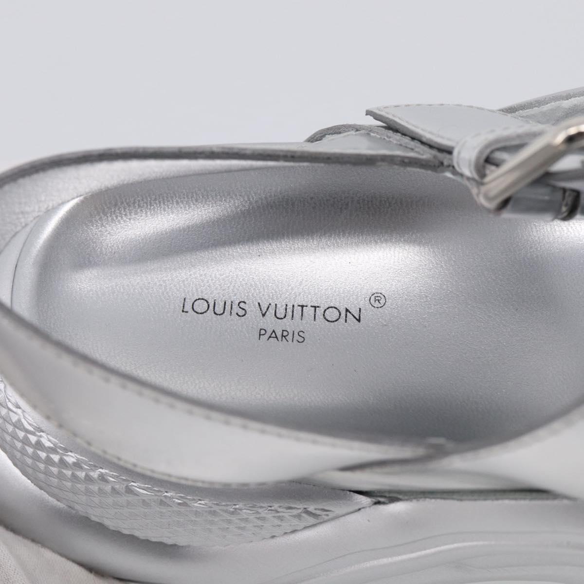 LOUIS VUITTON Sandals Leather 37 Silver LV Auth 210460M