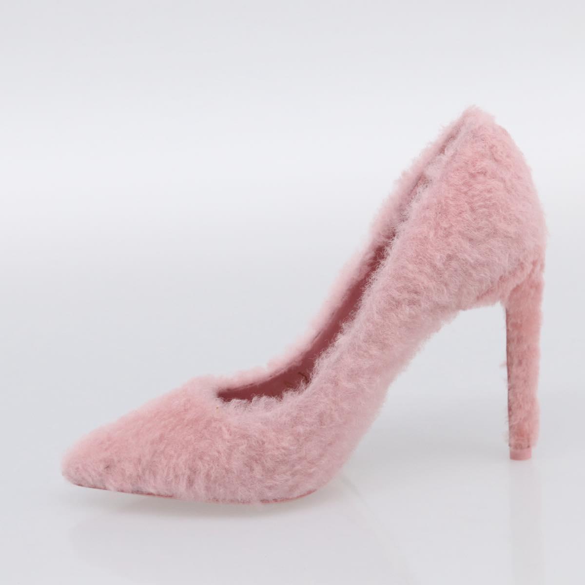 LOUIS VUITTON Pumps Leather Mouton 34 1/2 Pink LV Auth 210464M