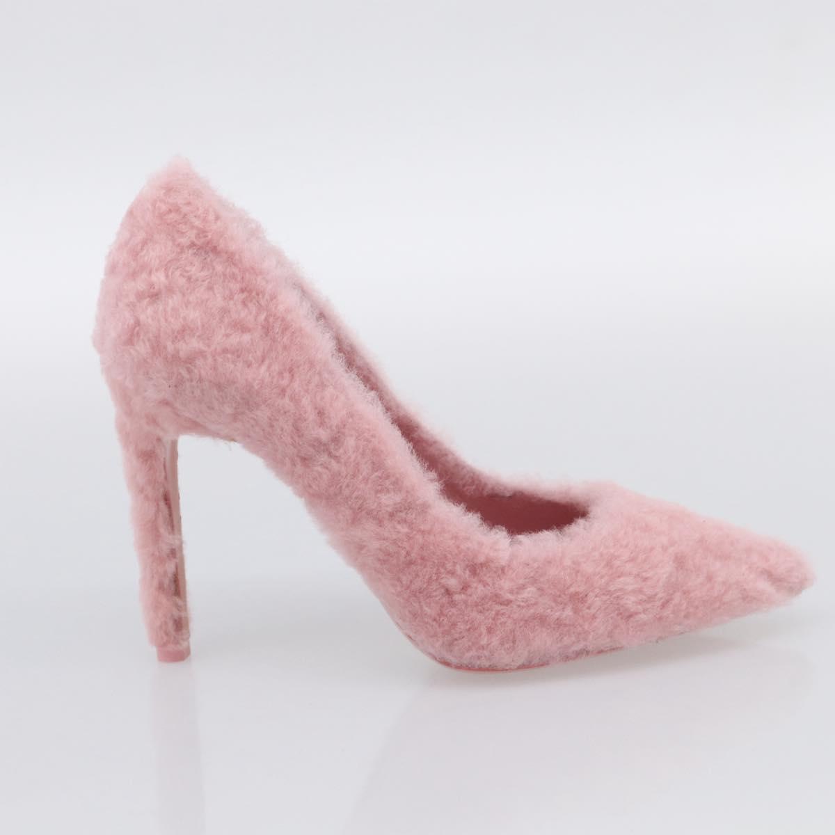 LOUIS VUITTON Pumps Leather Mouton 34 1/2 Pink LV Auth 210464M