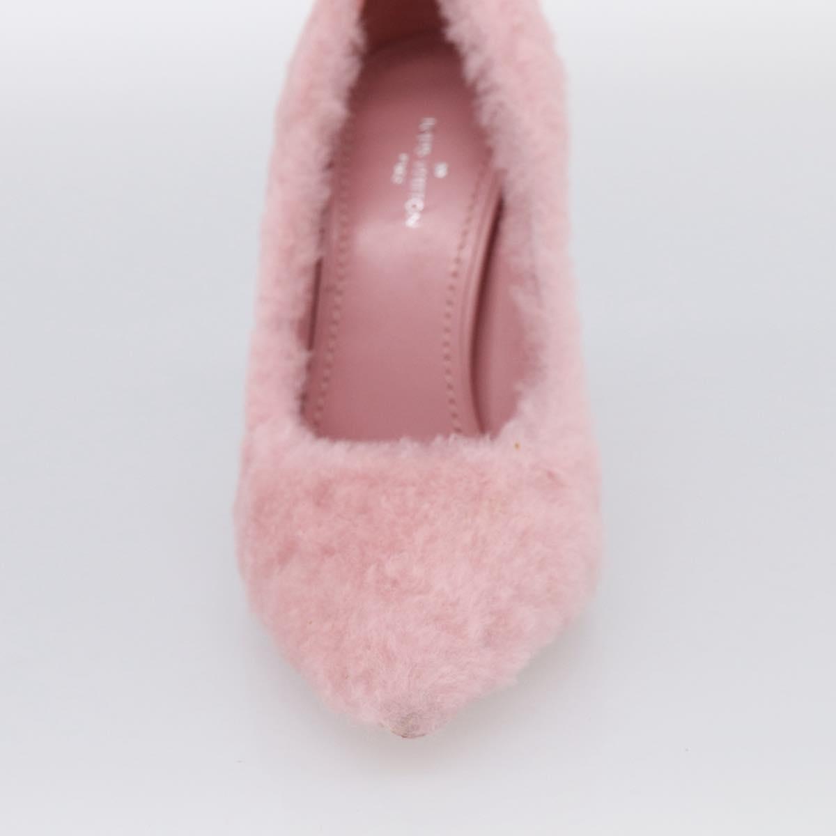 LOUIS VUITTON Pumps Leather Mouton 34 1/2 Pink LV Auth 210464M
