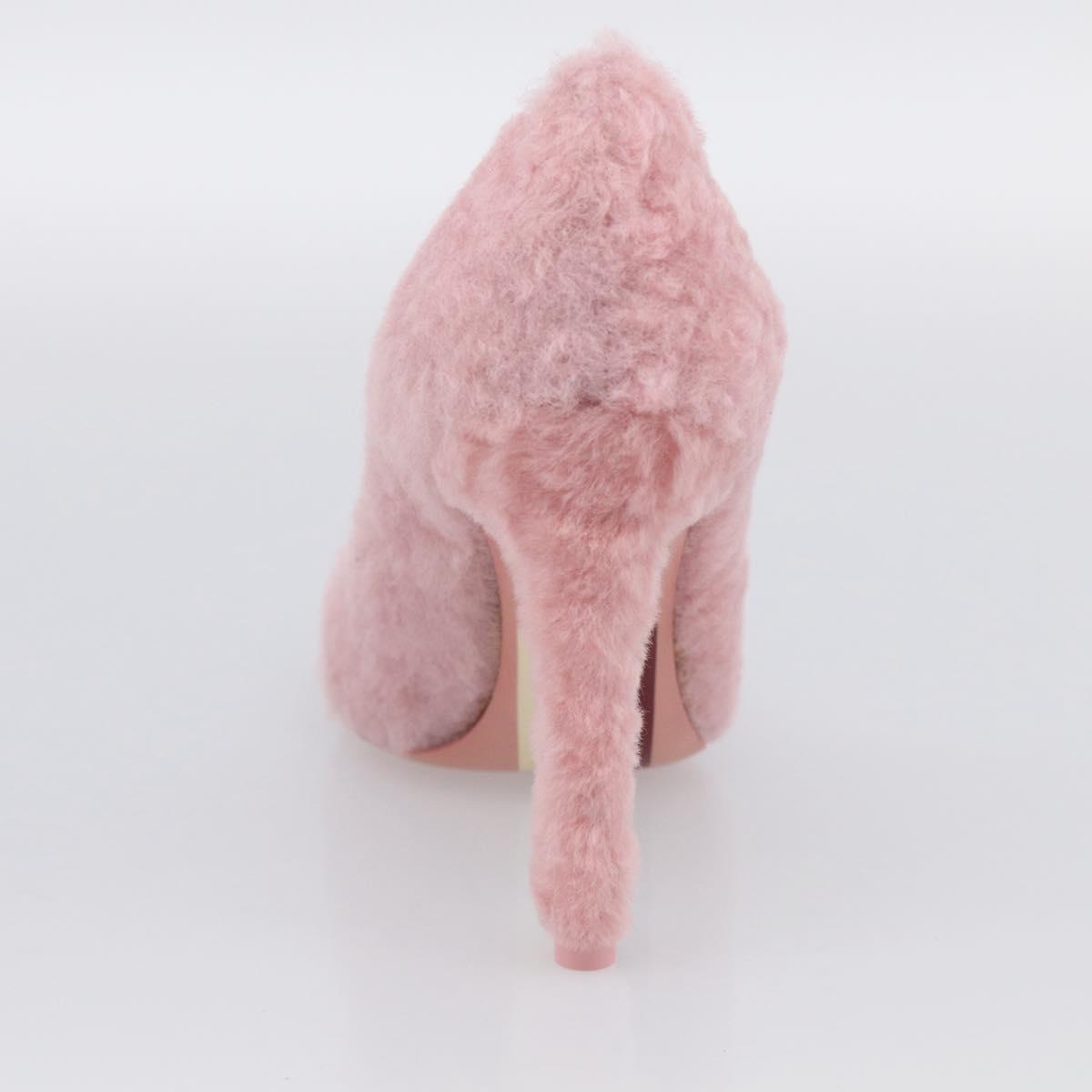 LOUIS VUITTON Pumps Leather Mouton 34 1/2 Pink LV Auth 210464M