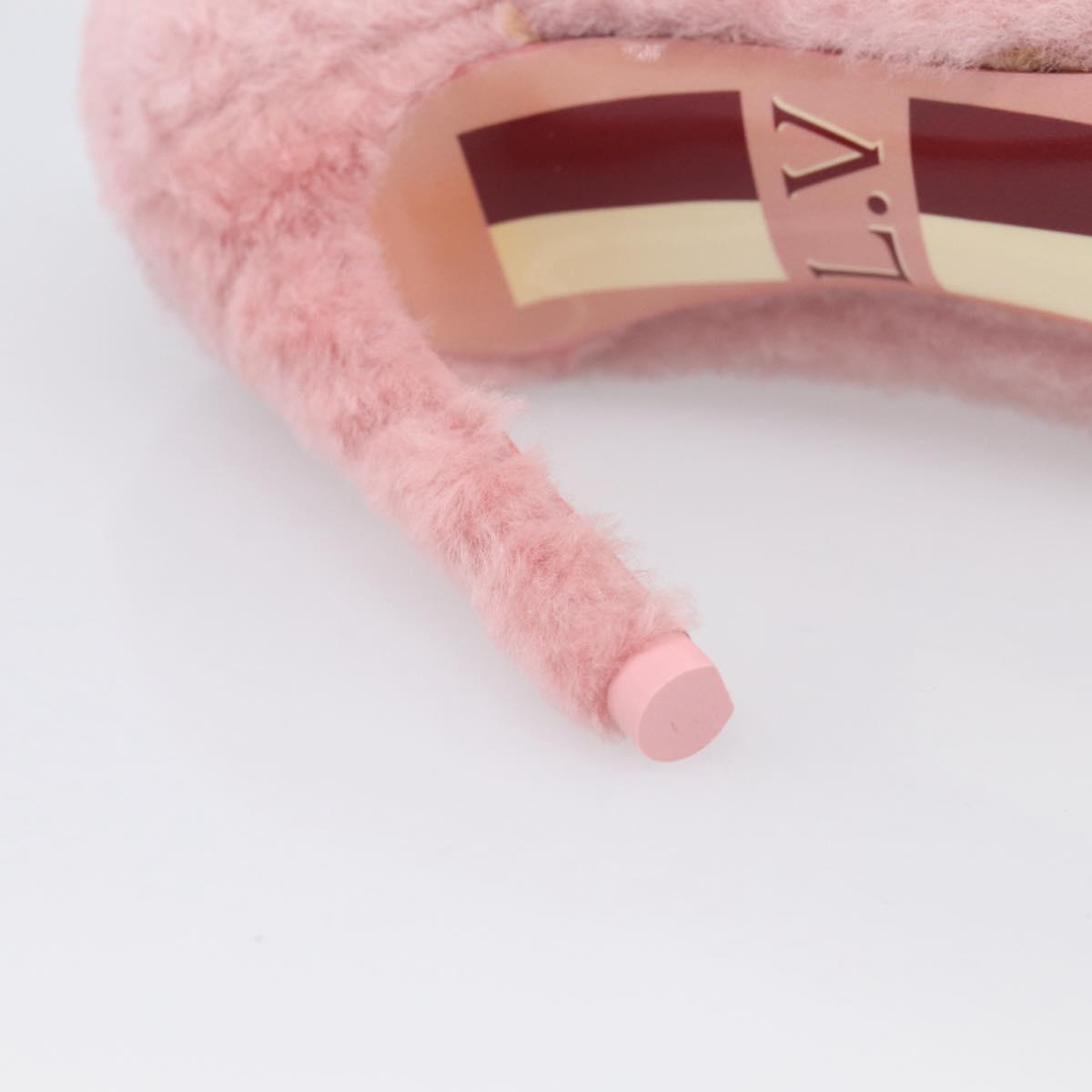 LOUIS VUITTON Pumps Leather Mouton 34 1/2 Pink LV Auth 210464M