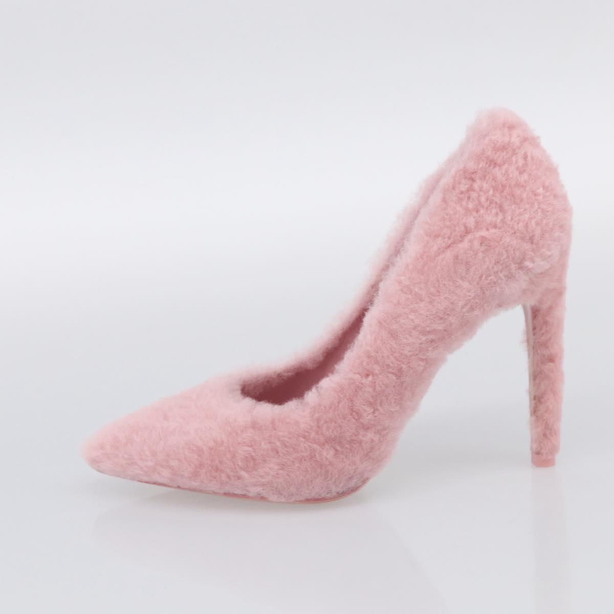 LOUIS VUITTON Pumps Leather Mouton 34 1/2 Pink LV Auth 210464M