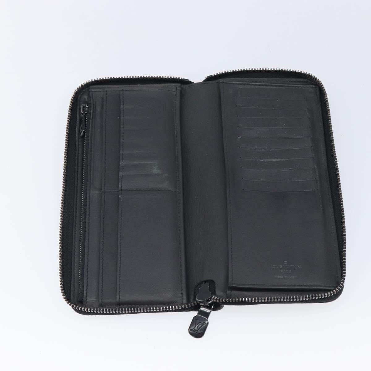 LOUIS VUITTON Monogram Shadow Zippy Wallet Vertical Black M62902 LV Auth 210467