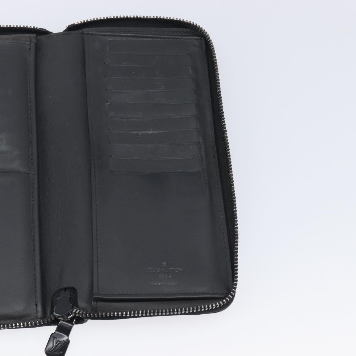 LOUIS VUITTON Monogram Shadow Zippy Wallet Vertical Black M62902 LV Auth 210467