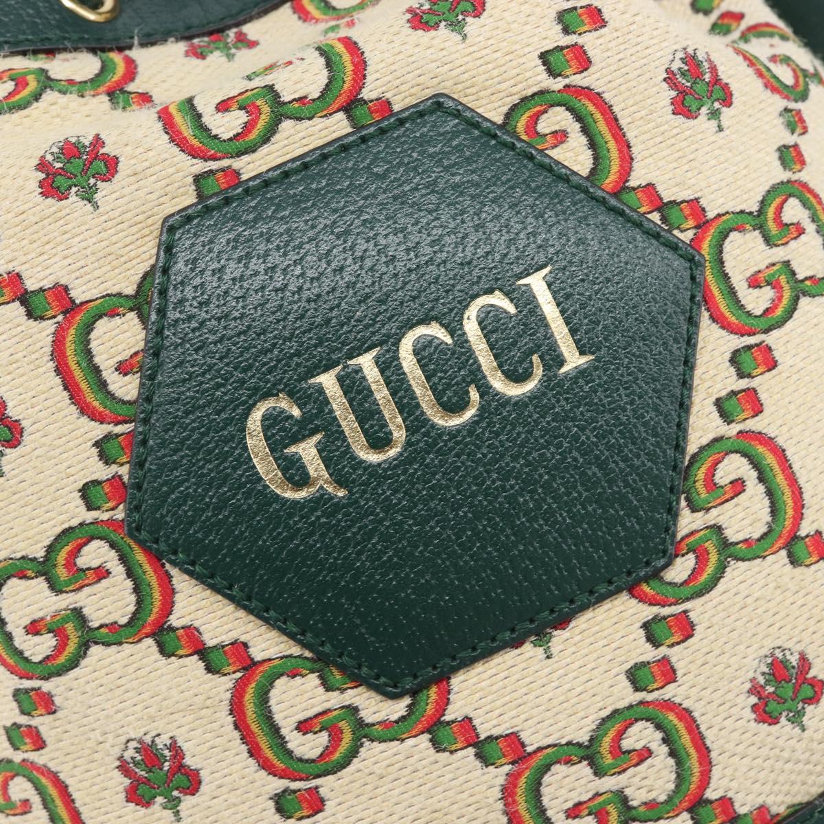 GUCCI 100th Anniversary Shoulder Bag Canvas Green Gold Tone 676682 Auth 210482V