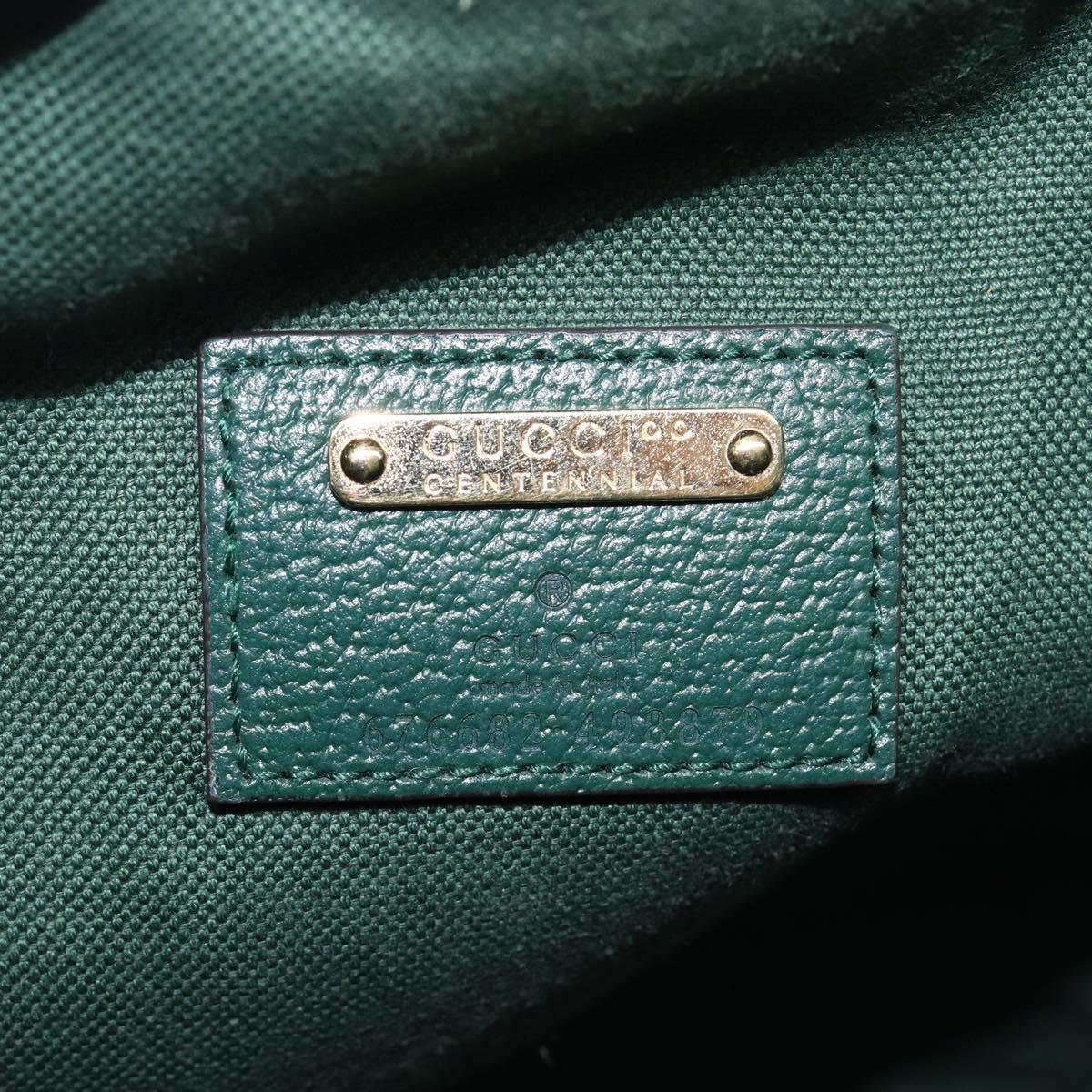 GUCCI 100th Anniversary Shoulder Bag Canvas Green Gold Tone 676682 Auth 210482V
