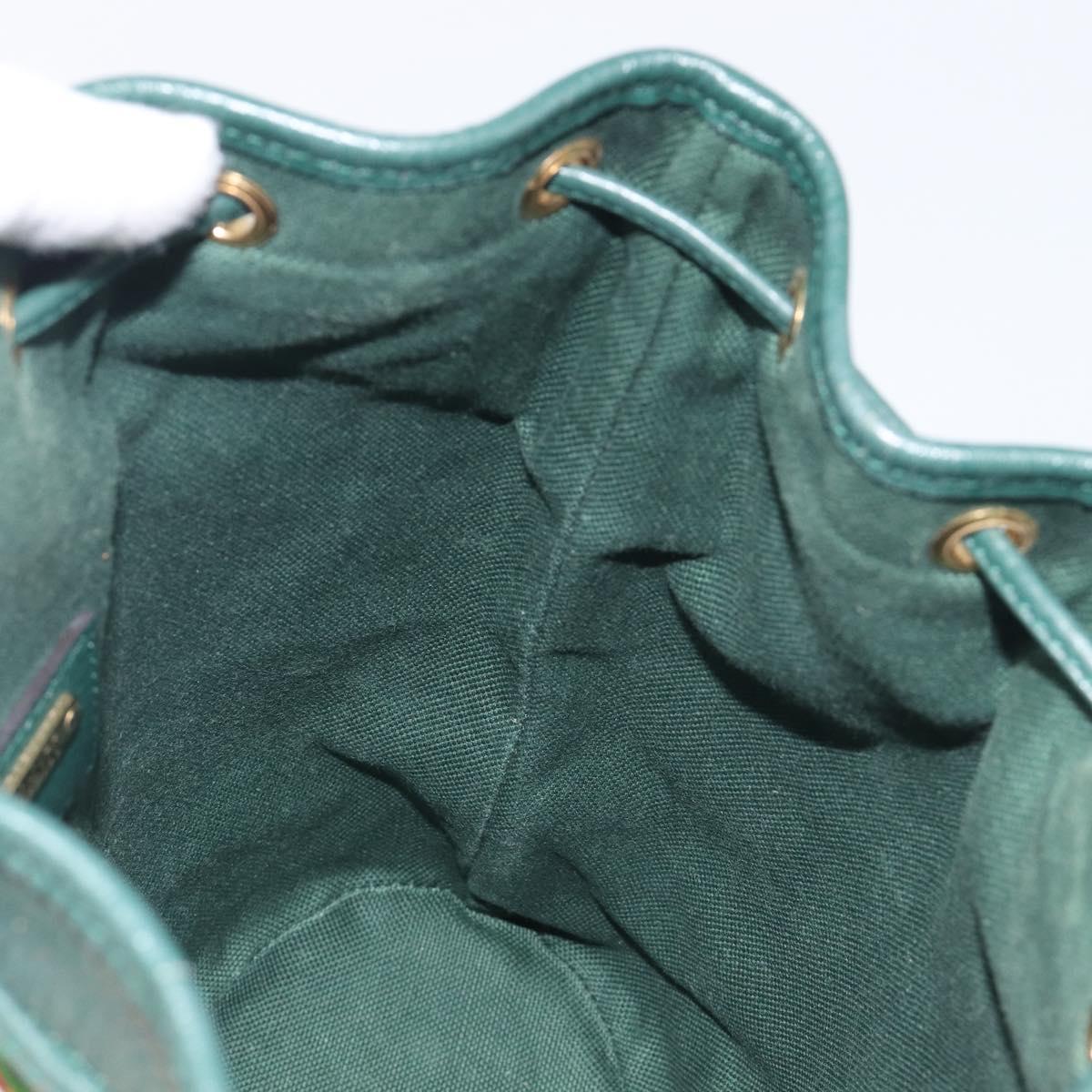 GUCCI 100th Anniversary Shoulder Bag Canvas Green Gold Tone 676682 Auth 210482V