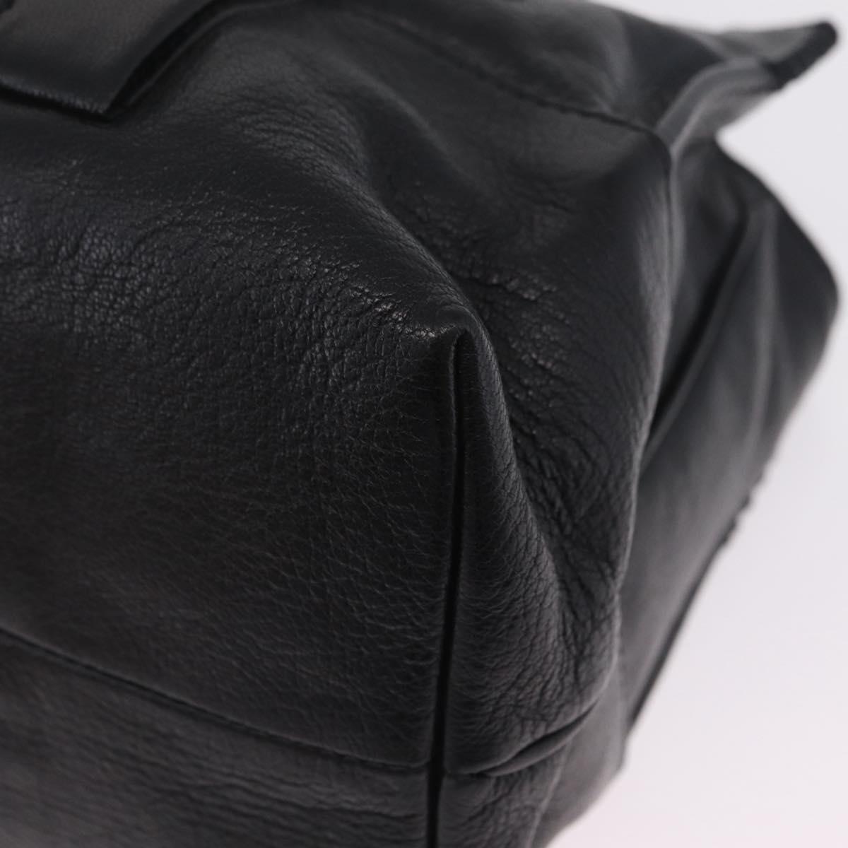 CELINE Hand Bag Leather Black Silver Auth 210485V