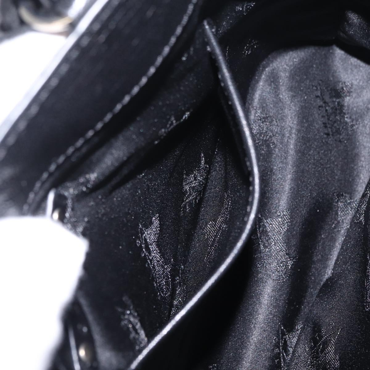 CELINE Hand Bag Leather Black Silver Auth 210485V