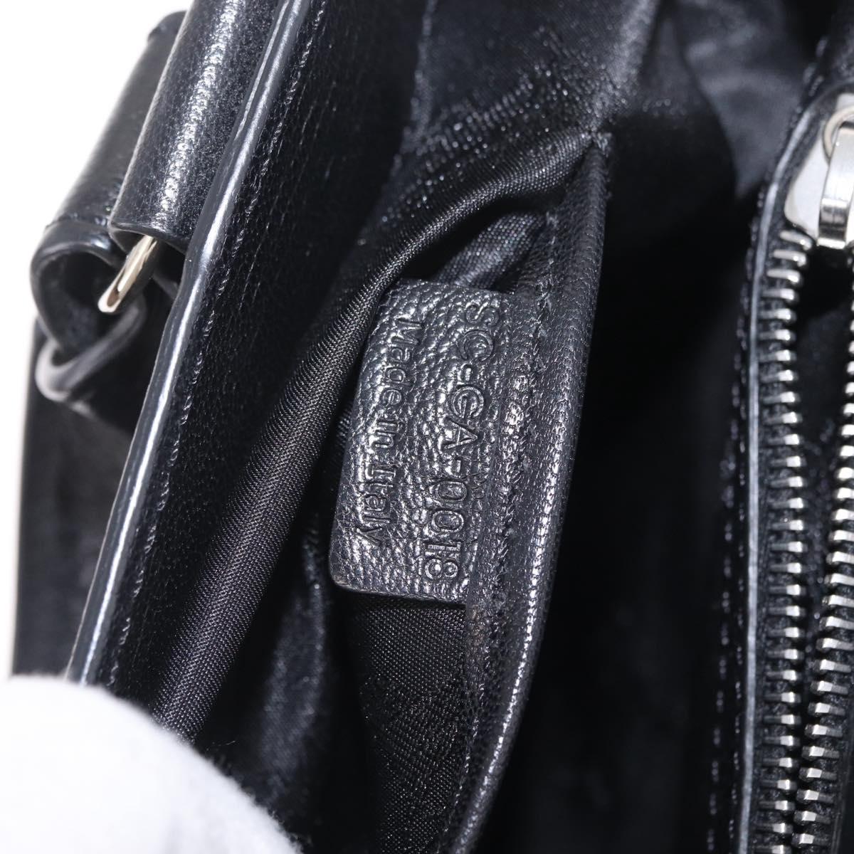 CELINE Hand Bag Leather Black Silver Auth 210485V