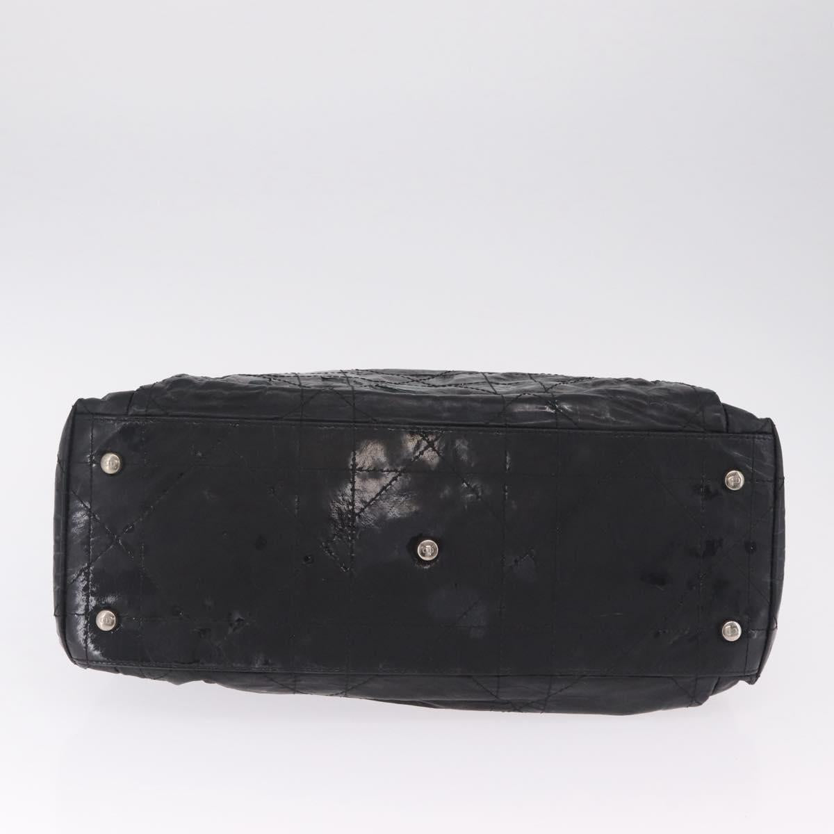 Christian Dior Canage Shoulder Bag Patent Leather Black Silver Auth 210486