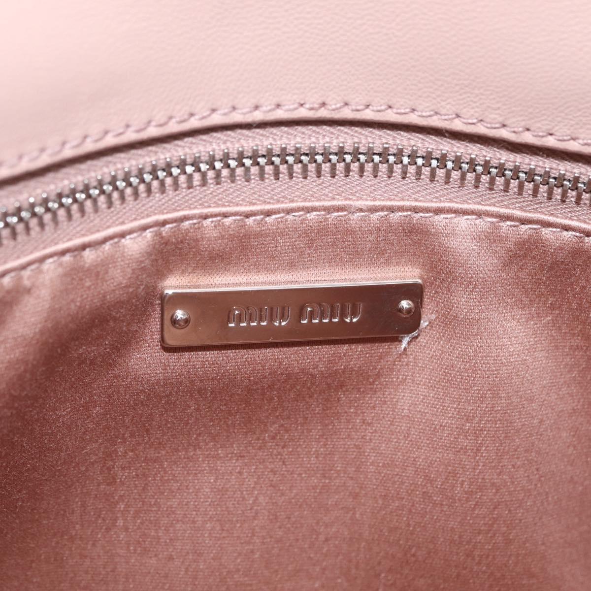 Miu Miu Studs Chain Shoulder Bag Leather Pink Silver Auth 210487V