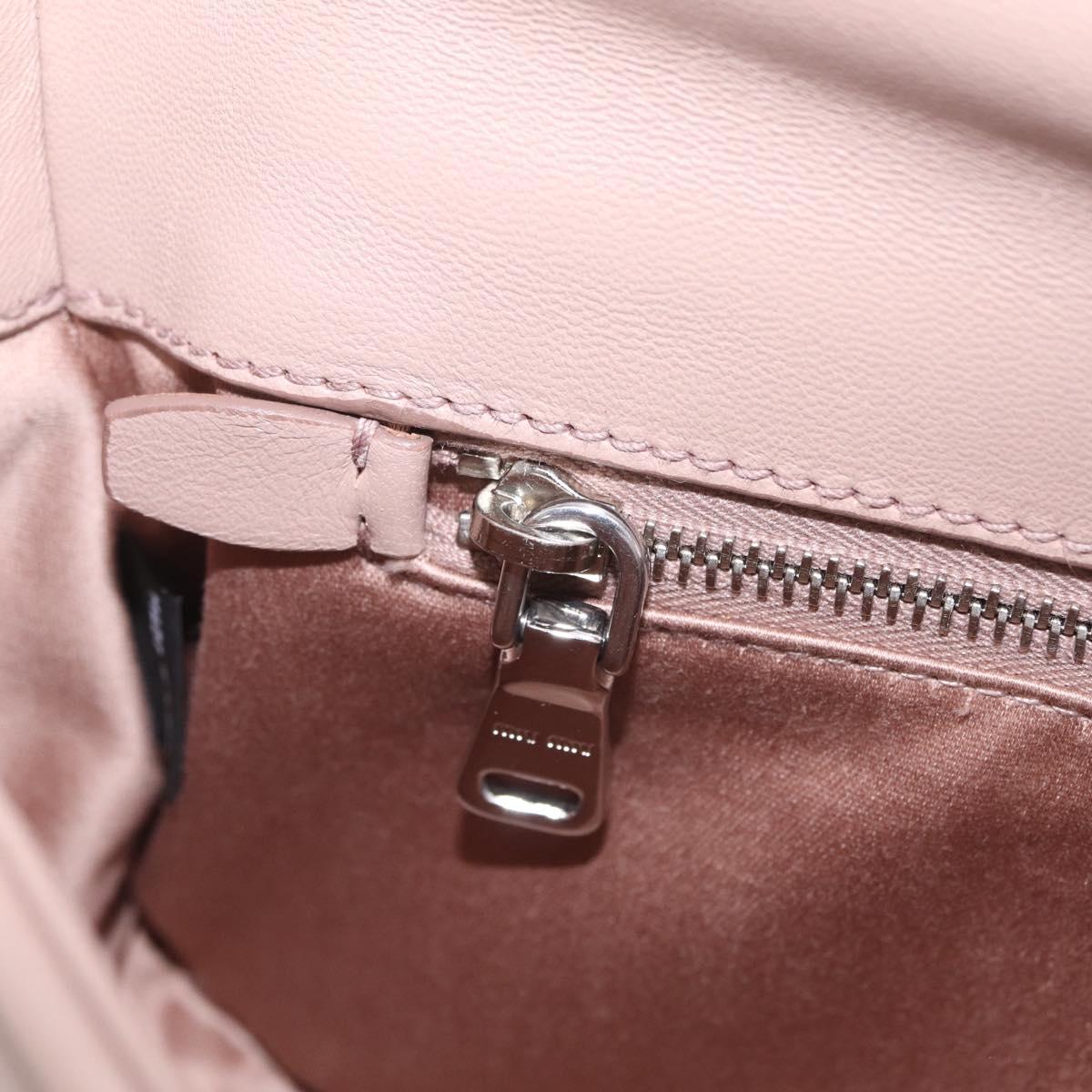 Miu Miu Studs Chain Shoulder Bag Leather Pink Silver Auth 210487V