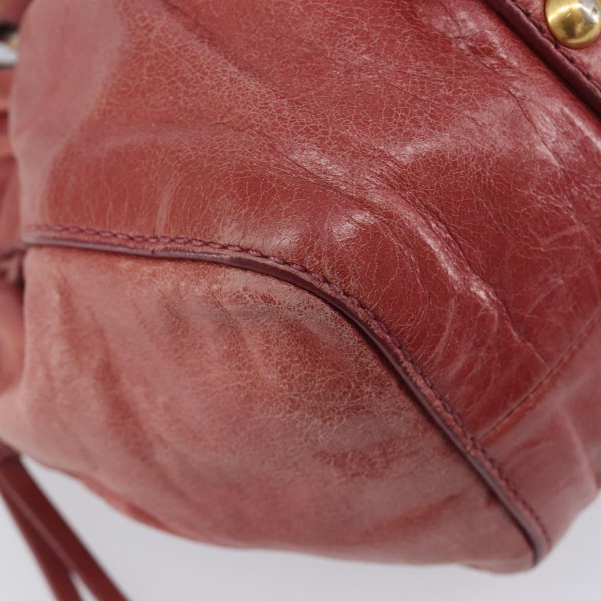 Miu Miu Hand Bag Vittero Dino Leather 2way Pink Gold Auth 210488V