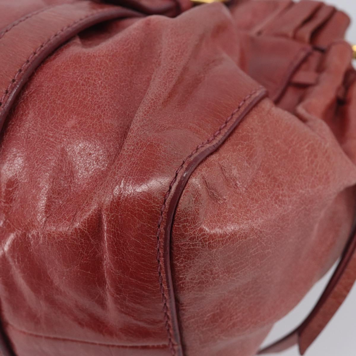 Miu Miu Hand Bag Vittero Dino Leather 2way Pink Gold Auth 210488V