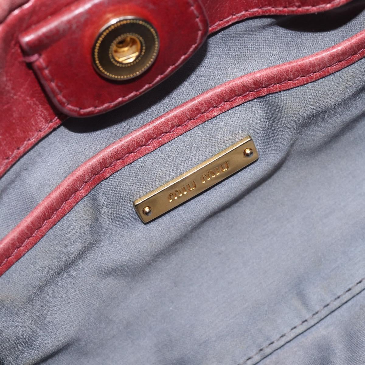 Miu Miu Hand Bag Vittero Dino Leather 2way Pink Gold Auth 210488V