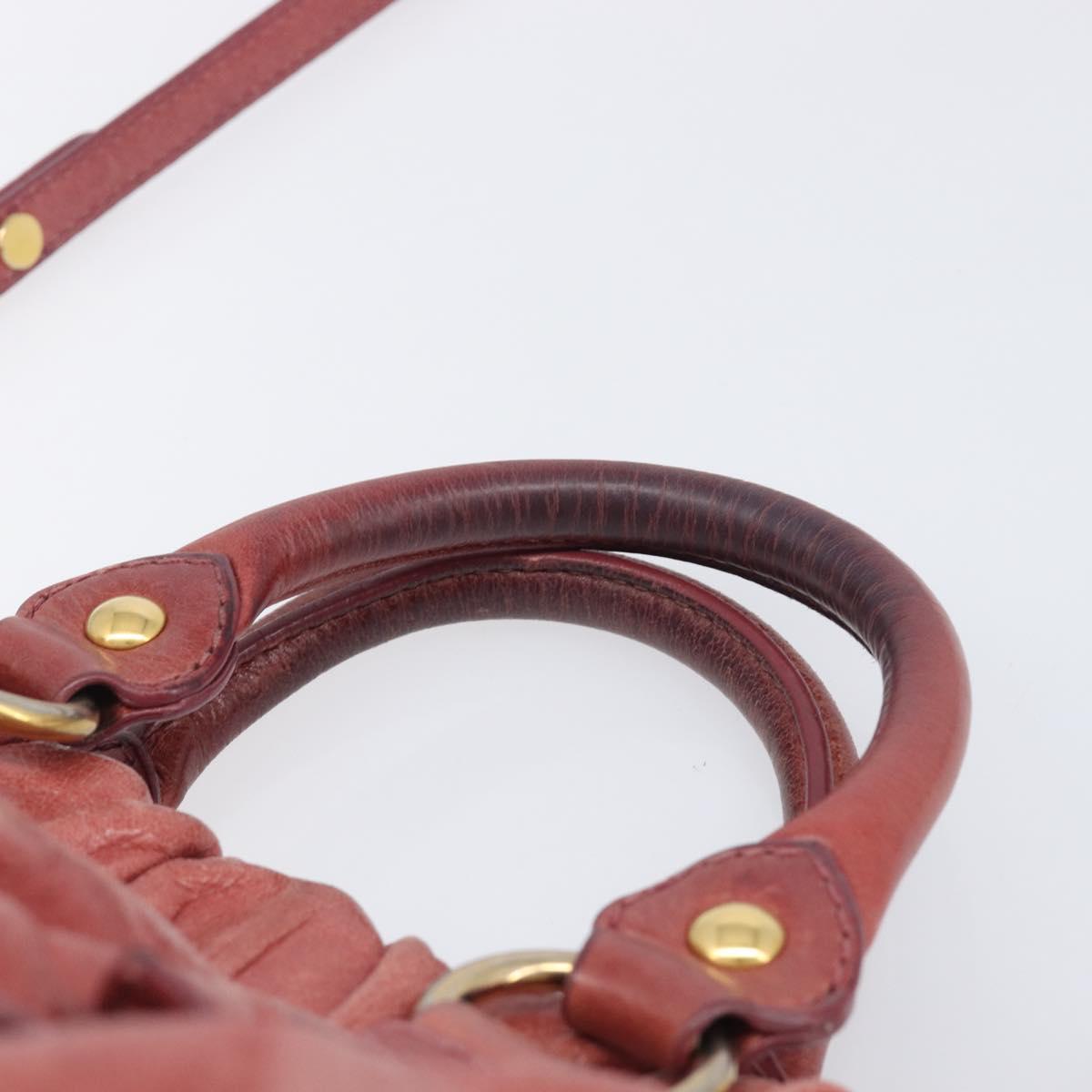 Miu Miu Hand Bag Vittero Dino Leather 2way Pink Gold Auth 210488V