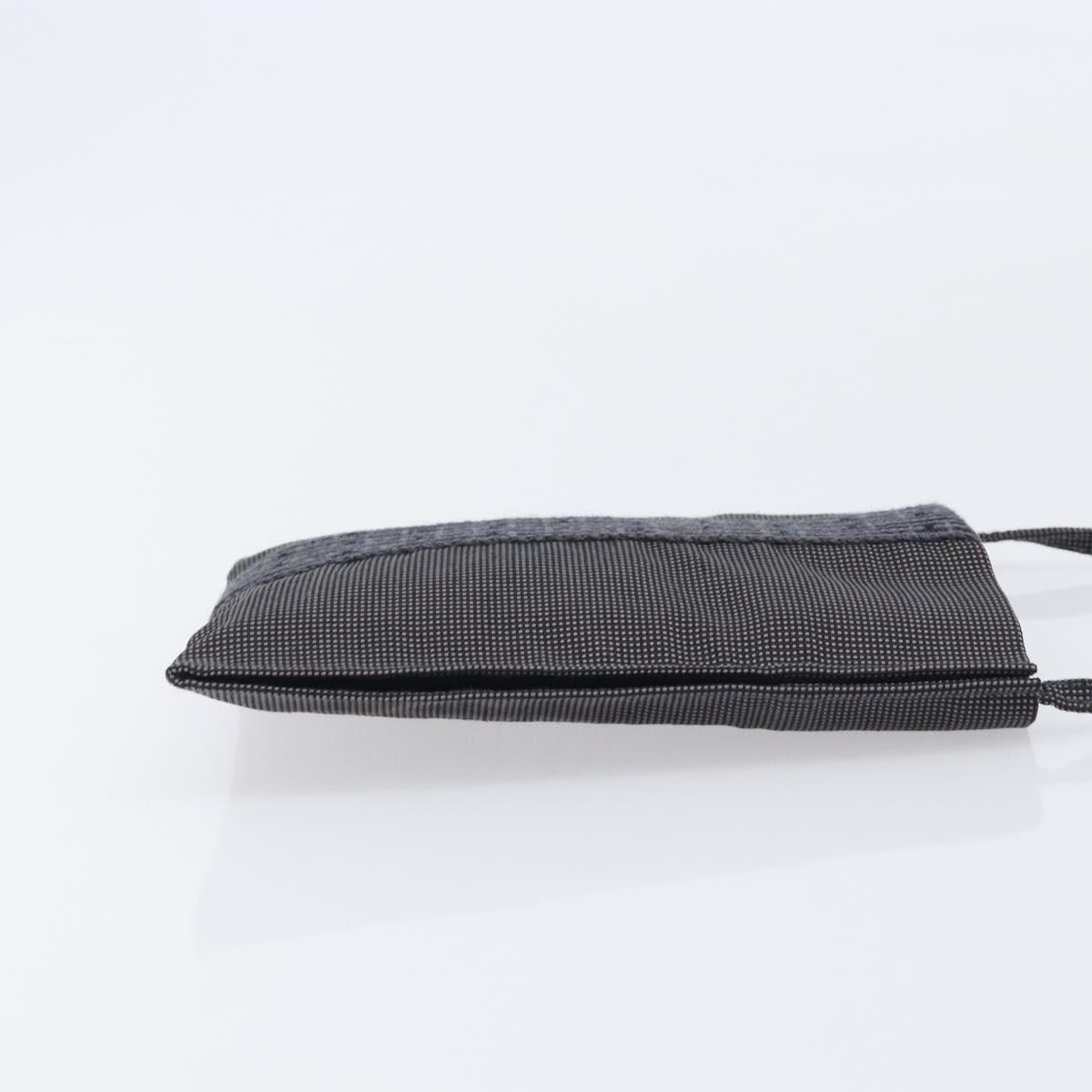HERMES Her Line Pochette Shoulder Bag Canvas Gray Auth 210491