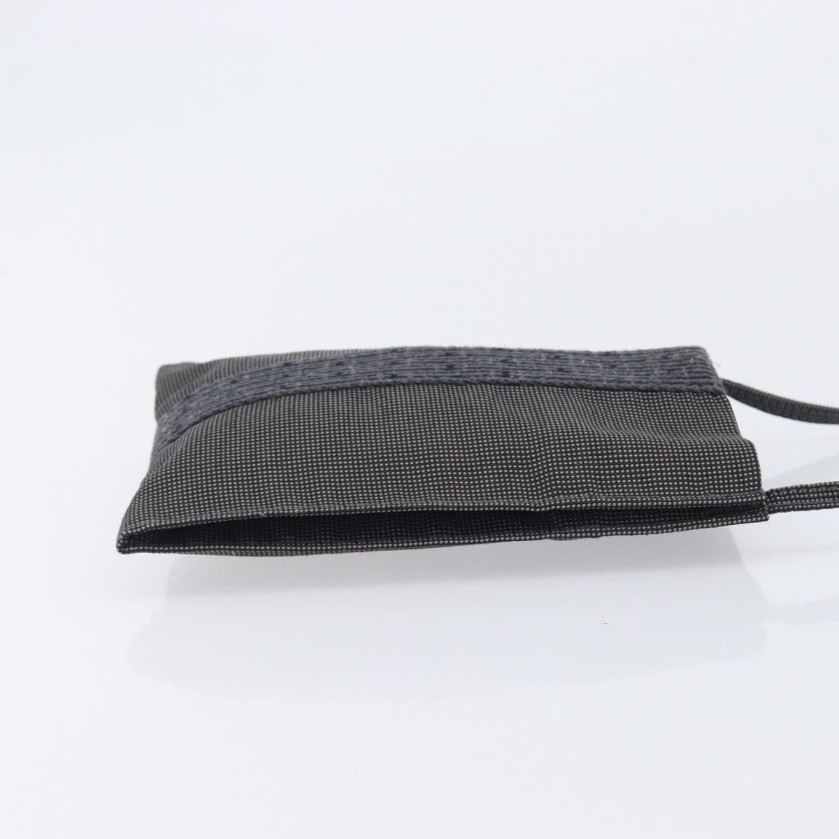 HERMES Her Line Pochette Shoulder Bag Canvas Gray Auth 210492