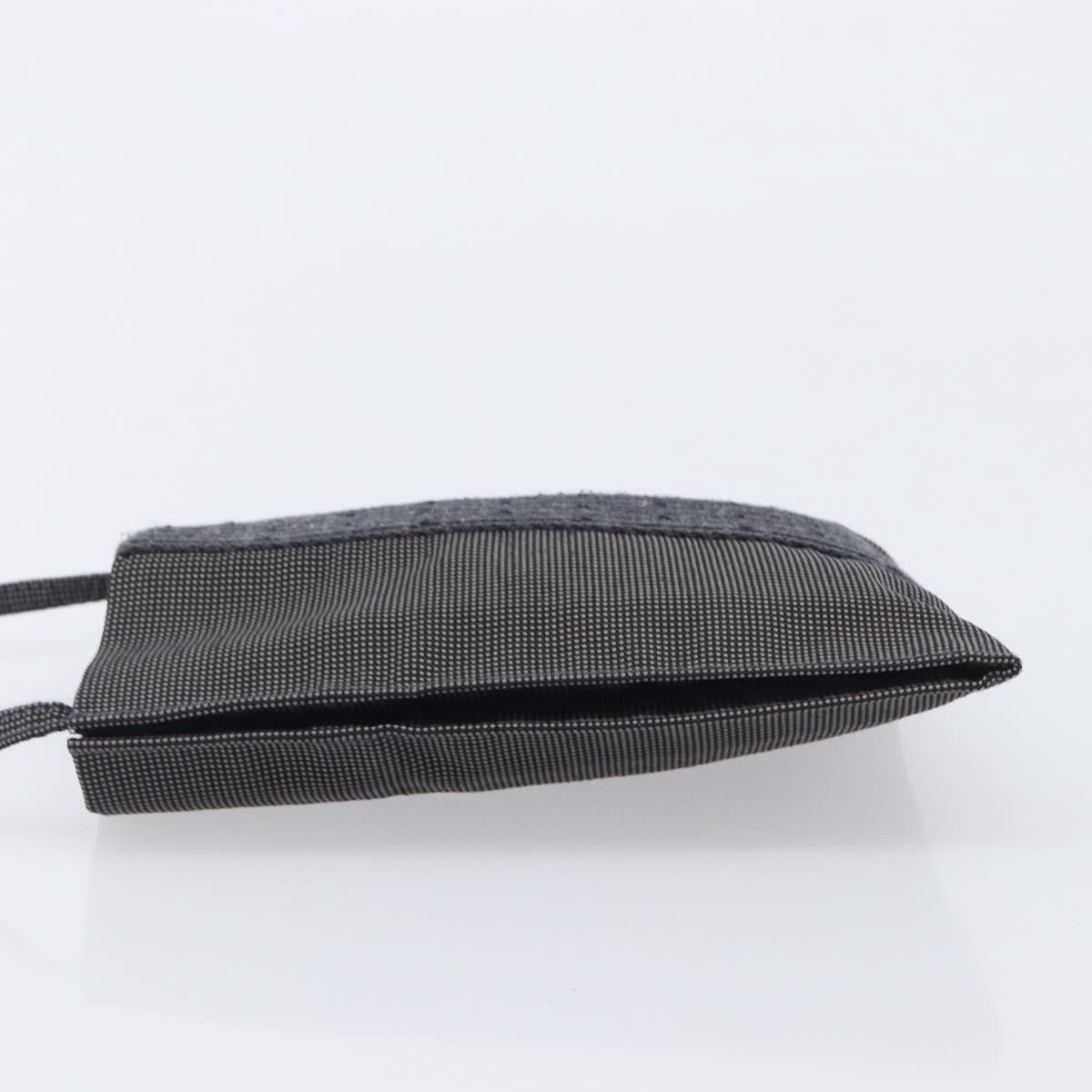 HERMES Her Line Pochette Shoulder Bag Canvas Gray Auth 210492