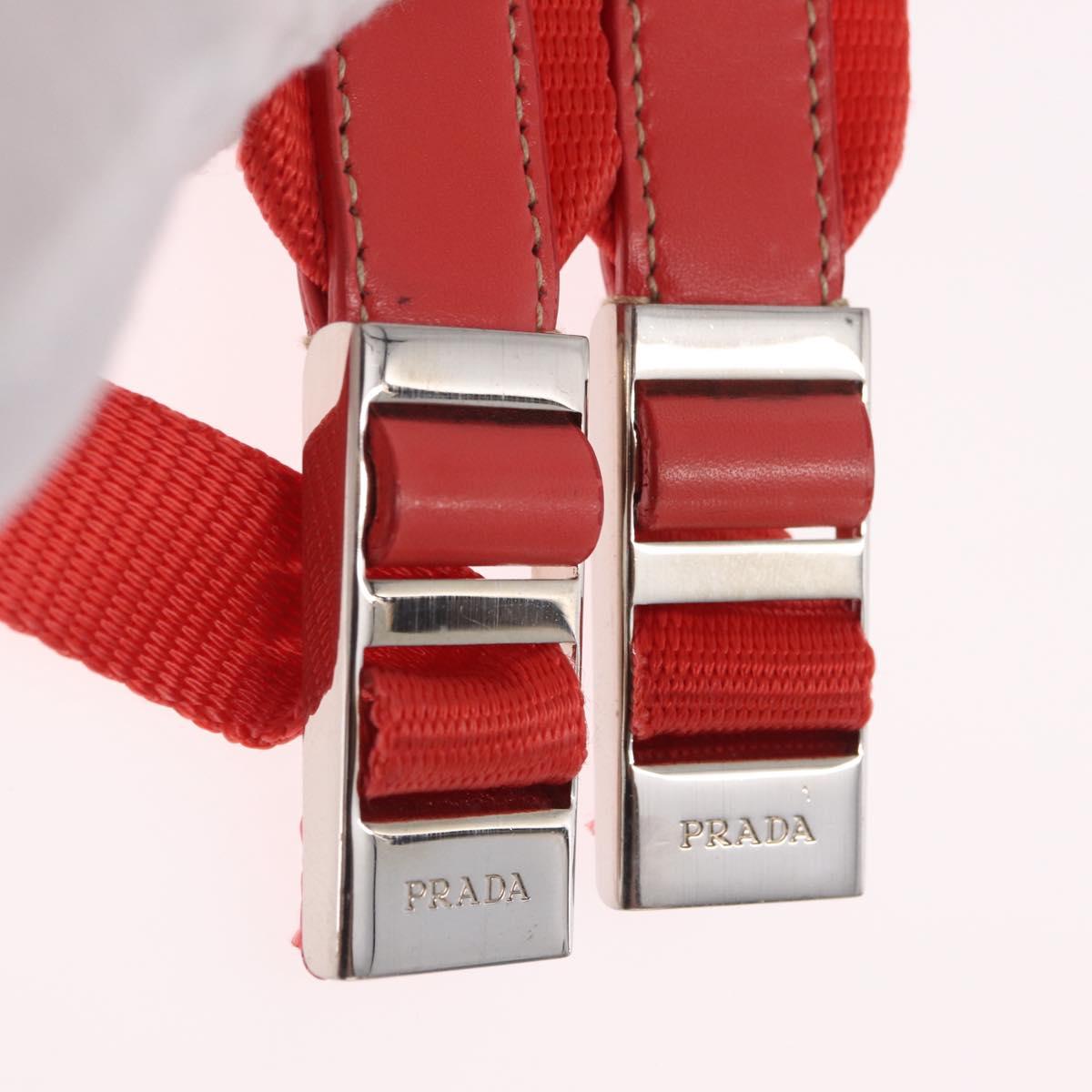 PRADA Backpack Nylon Orange Silver Auth 210493A