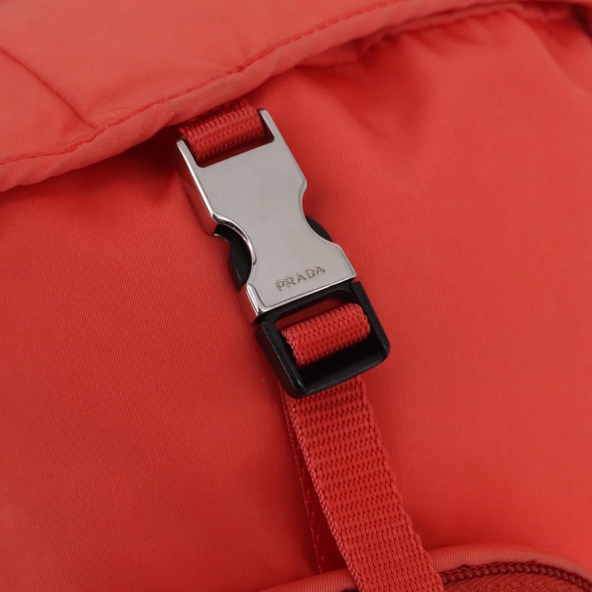 PRADA Backpack Nylon Orange Silver Auth 210493A