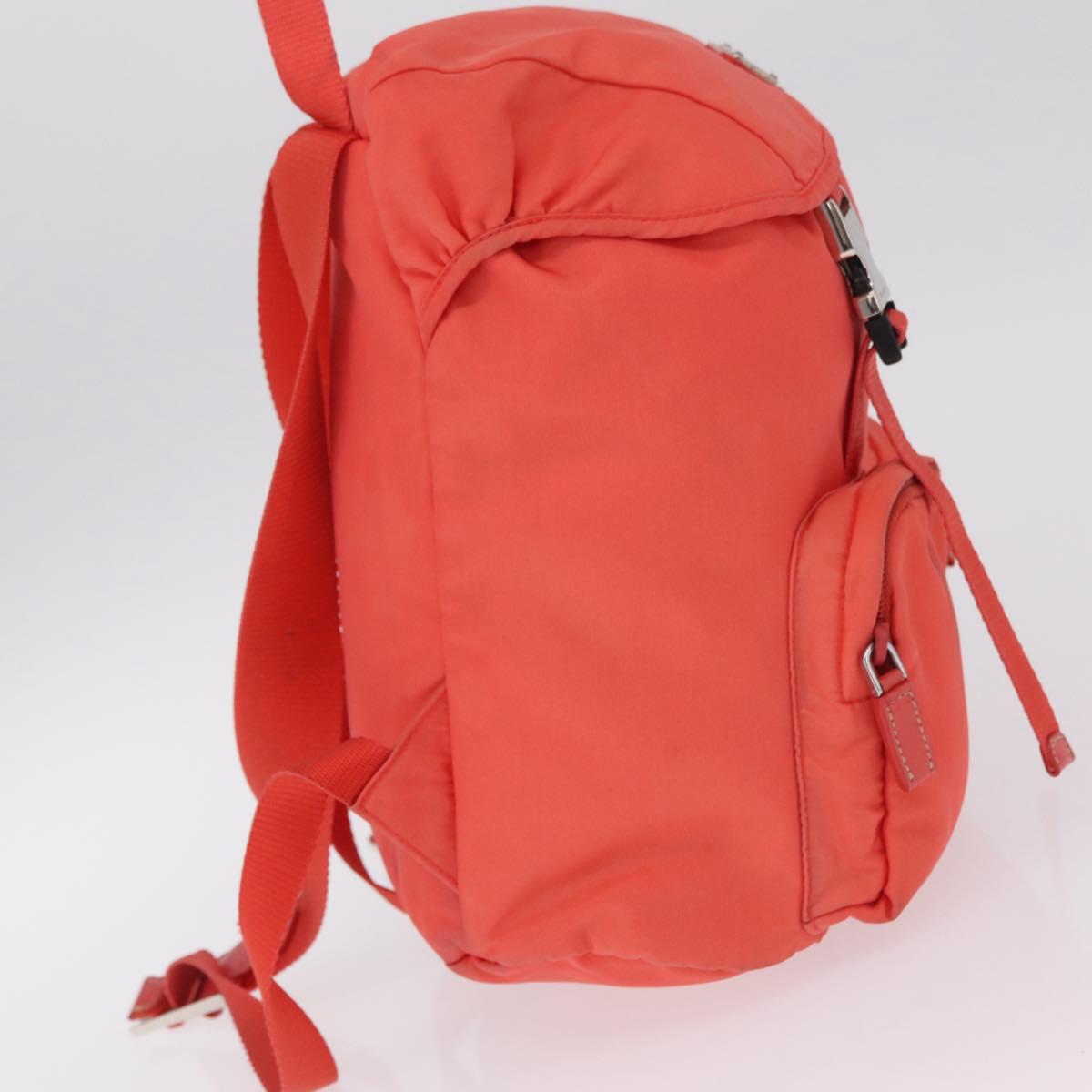 PRADA Backpack Nylon Orange Silver Auth 210493A