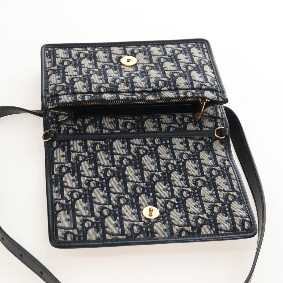 Christian Dior Oblique Montaigne Trotter Canvas Chain Bag 2way Navy Auth 210494V
