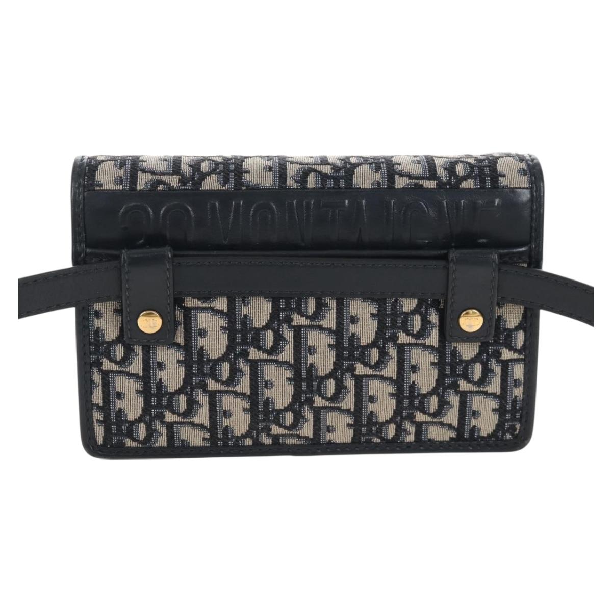 Christian Dior Oblique Montaigne Trotter Canvas Chain Bag 2way Navy Auth 210494V