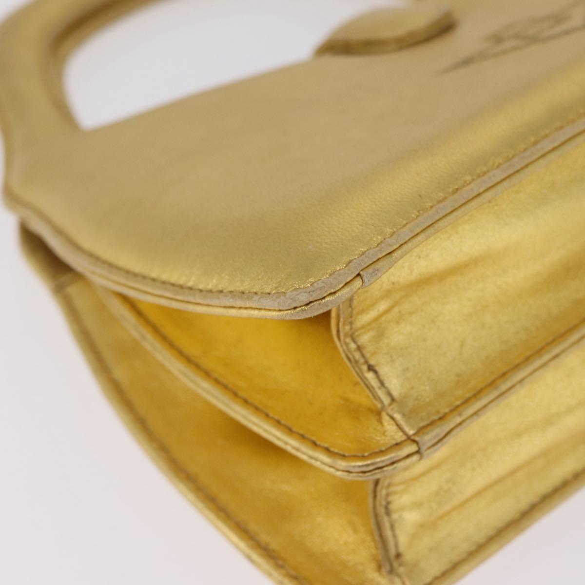 Bottega Veneta Hand Bag Leather Gold Auth 210495A