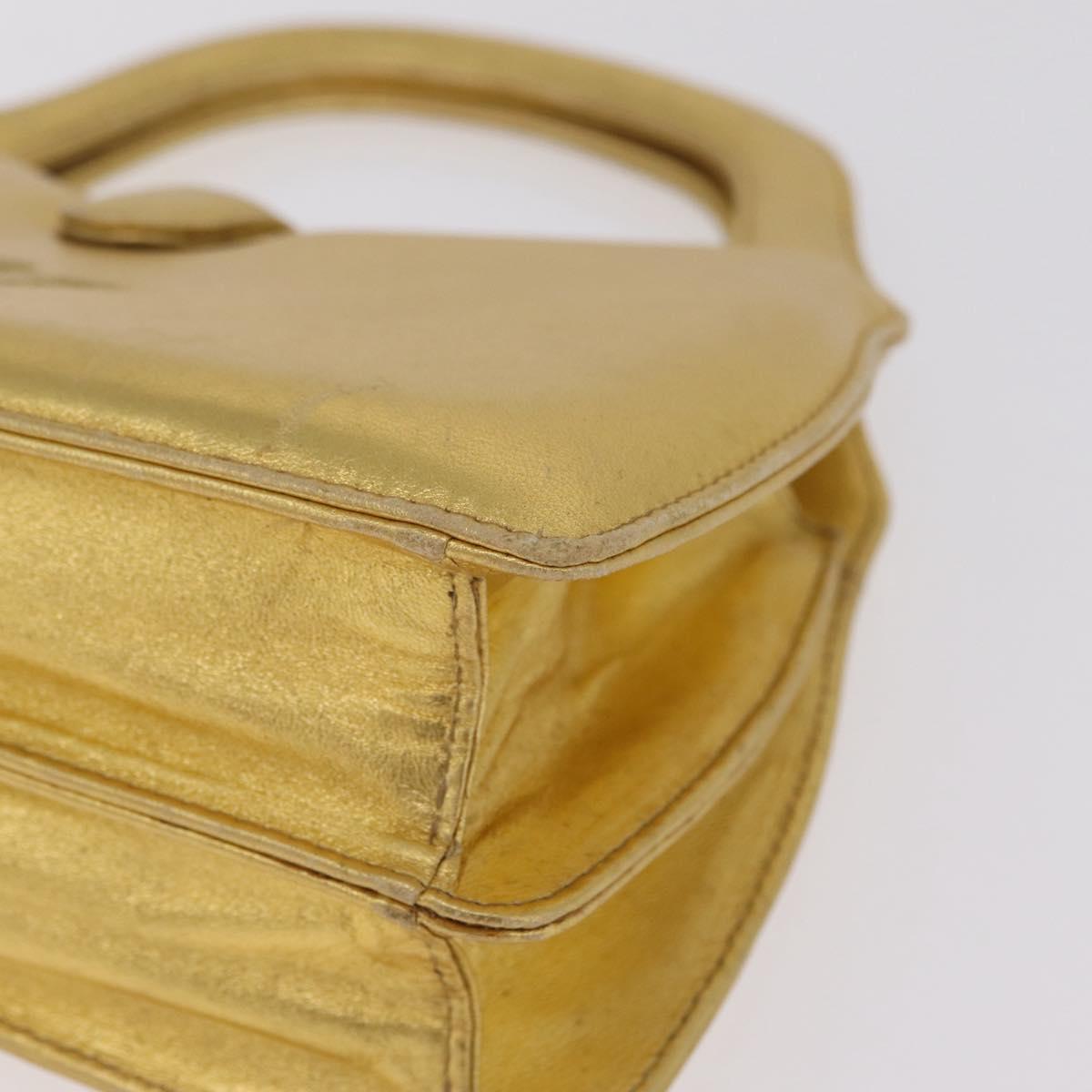 Bottega Veneta Hand Bag Leather Gold Auth 210495A