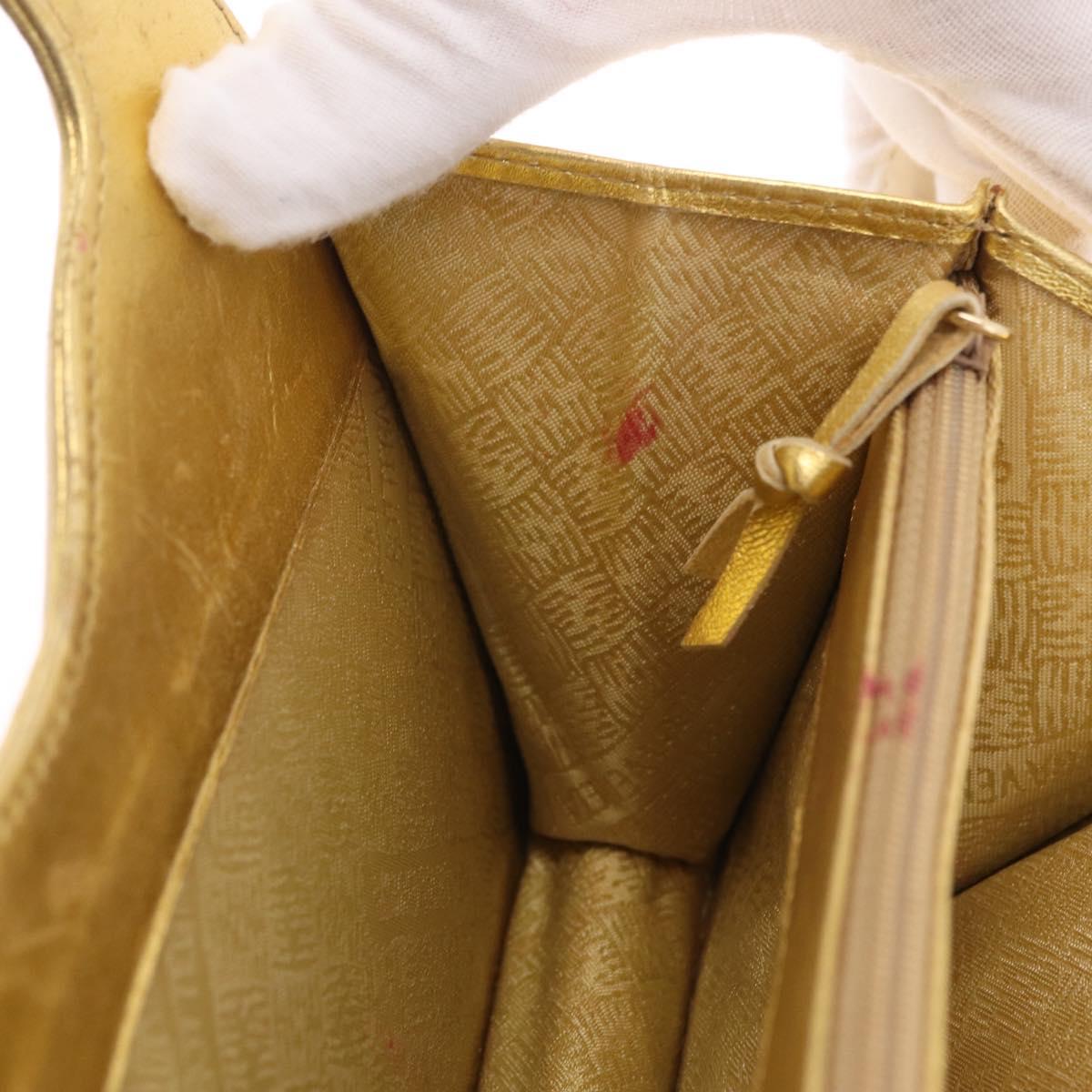 Bottega Veneta Hand Bag Leather Gold Auth 210495A